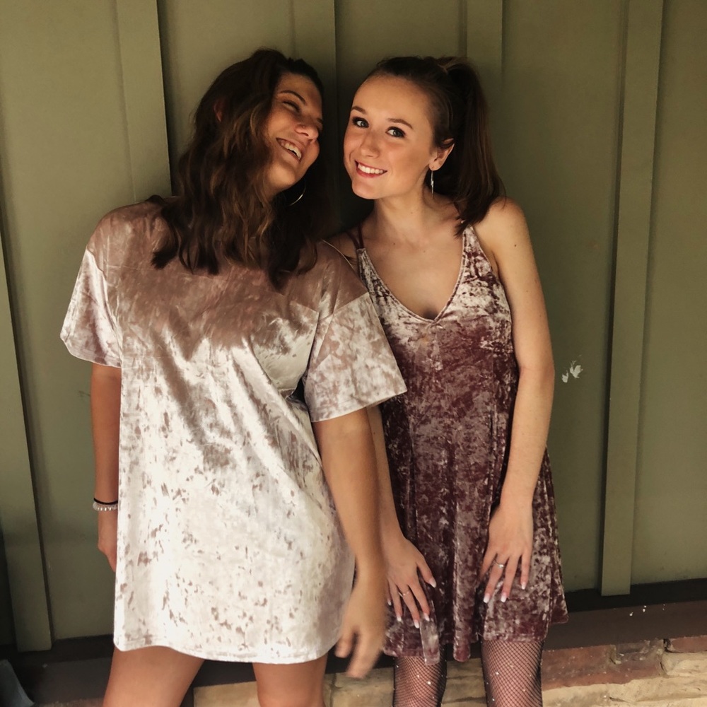 Pink Spaghetti Strap Velvet Dress