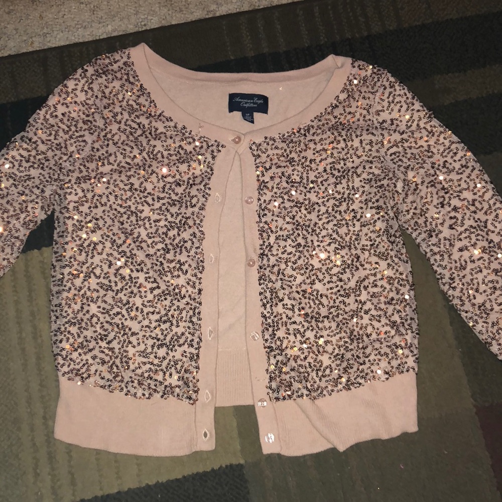 Pink Sequined American Eagle Cardigan