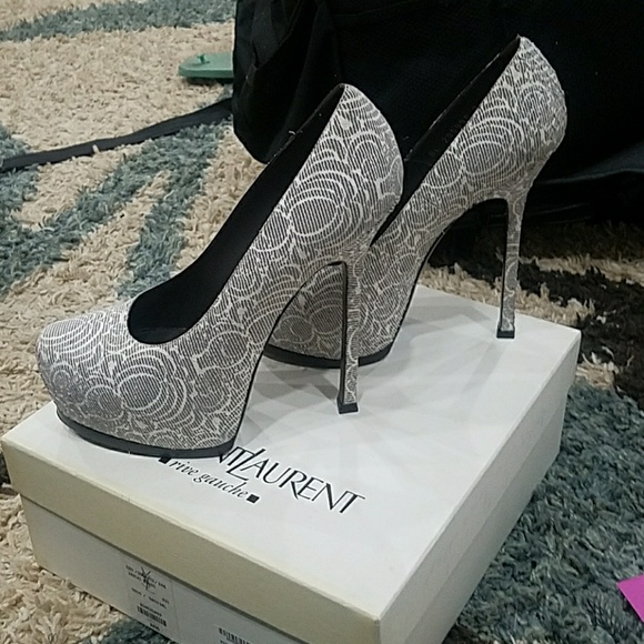 SOLD YSL Tribtoo grey & white leather suede sz 39 - Picture 3 of 8