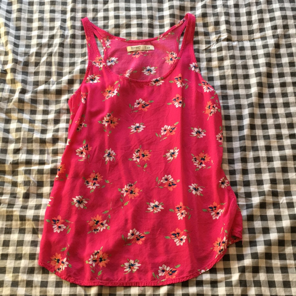 Hot Pink Floral Tank Top
