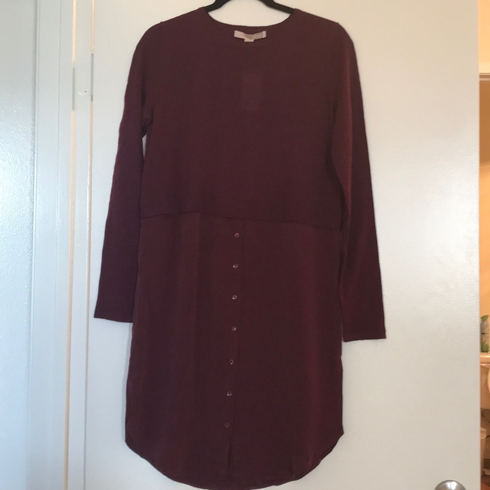 Wine Colored Wool & Silk Sweater Dress Size S