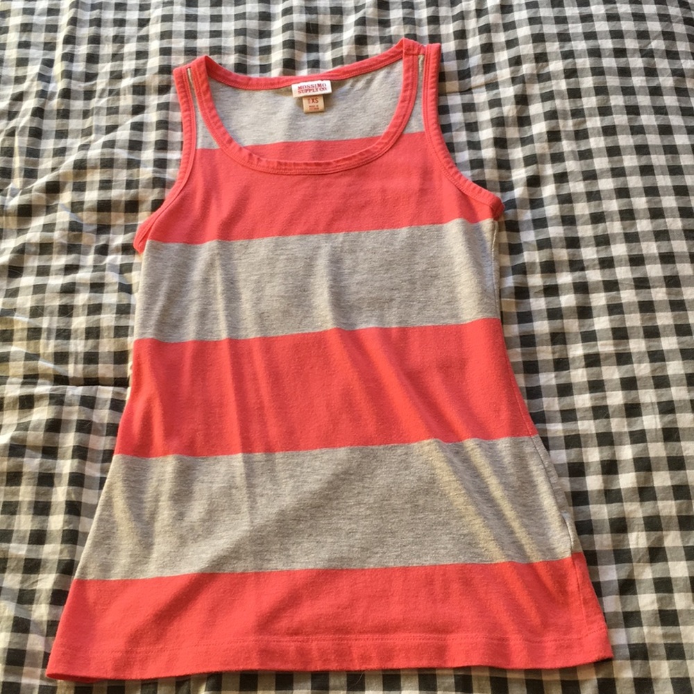 Pink and Gray Striped Tank Top