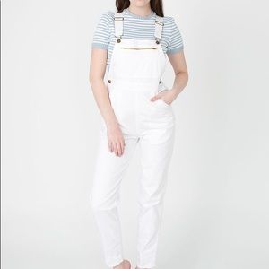 NWOT American Apparel White Denim Overalls size S