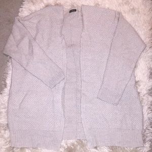 Express unique stitch open cardigan  light grey