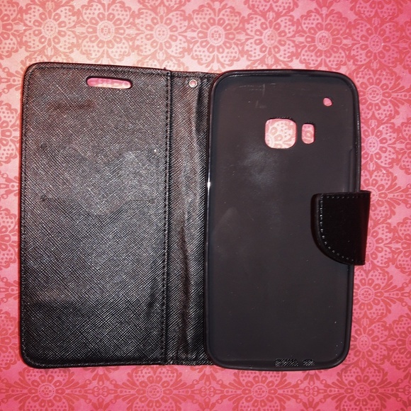 HTC One M9 Black Vegan Leather Folio Wallet Case - Picture 2 of 3