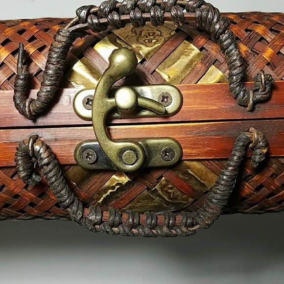 Vintage Wood and Bamboo Purse Asian Boho Wearable - Picture 2 of 5