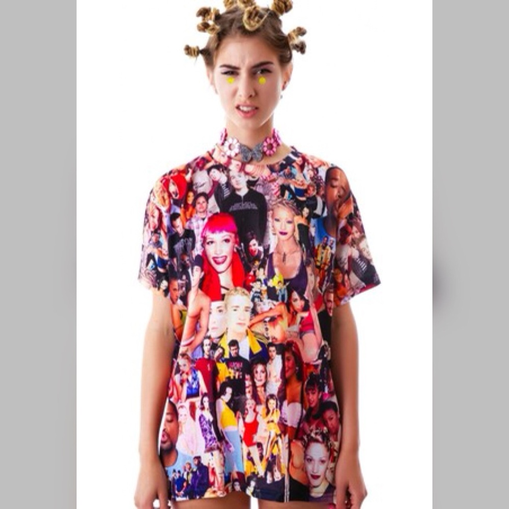 O-Mighty 90s celebrities collage big tee