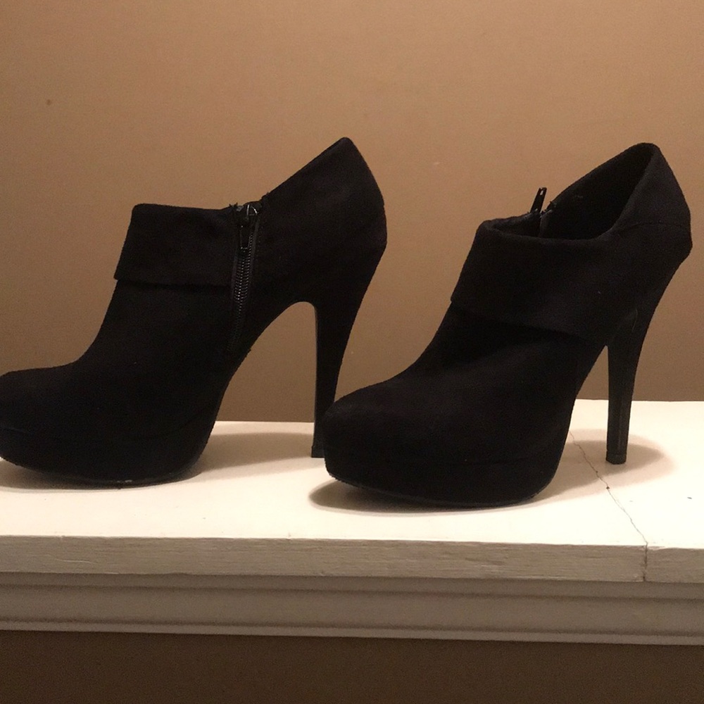 Black suede booties
