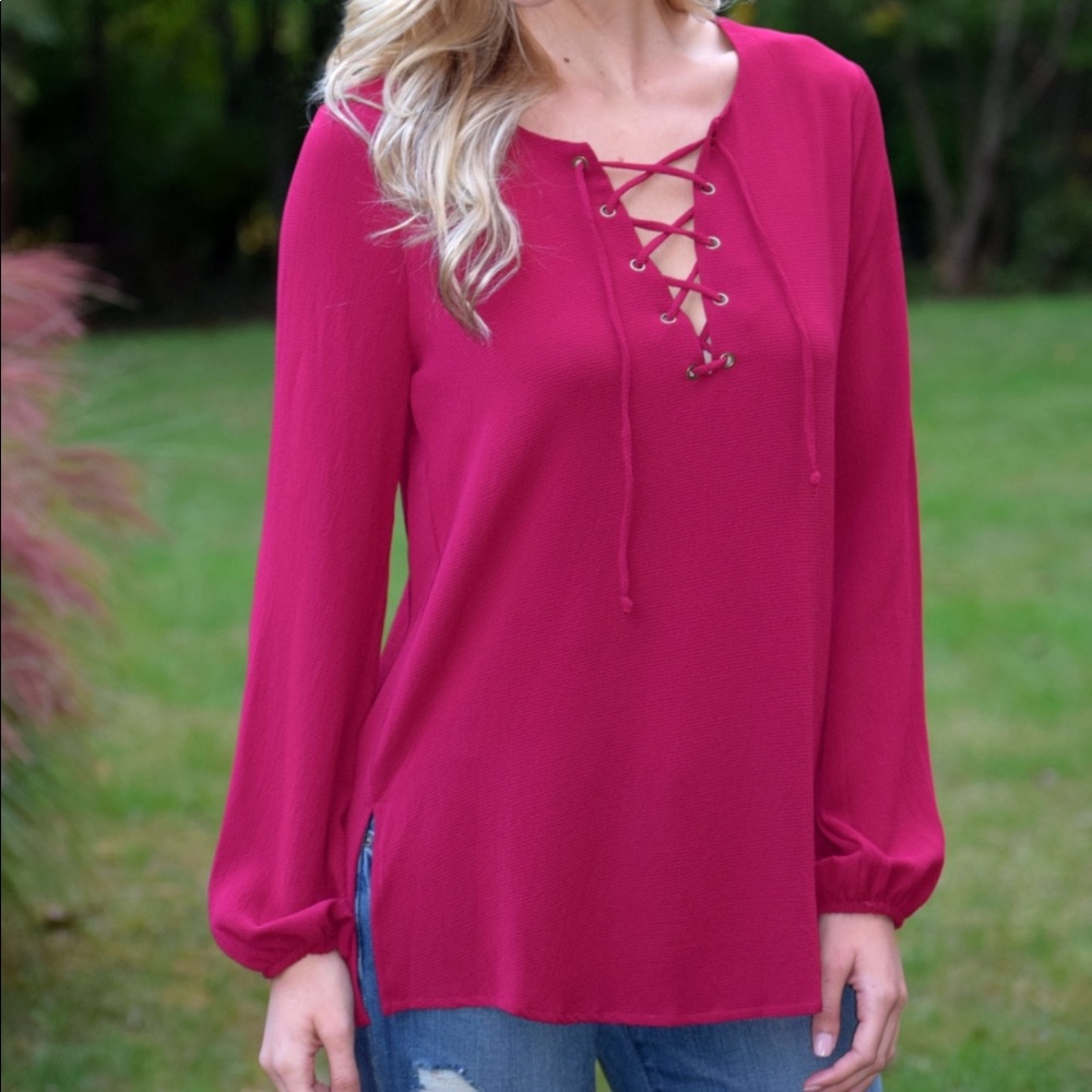 NEW Lace Up Long Sleeve Top
