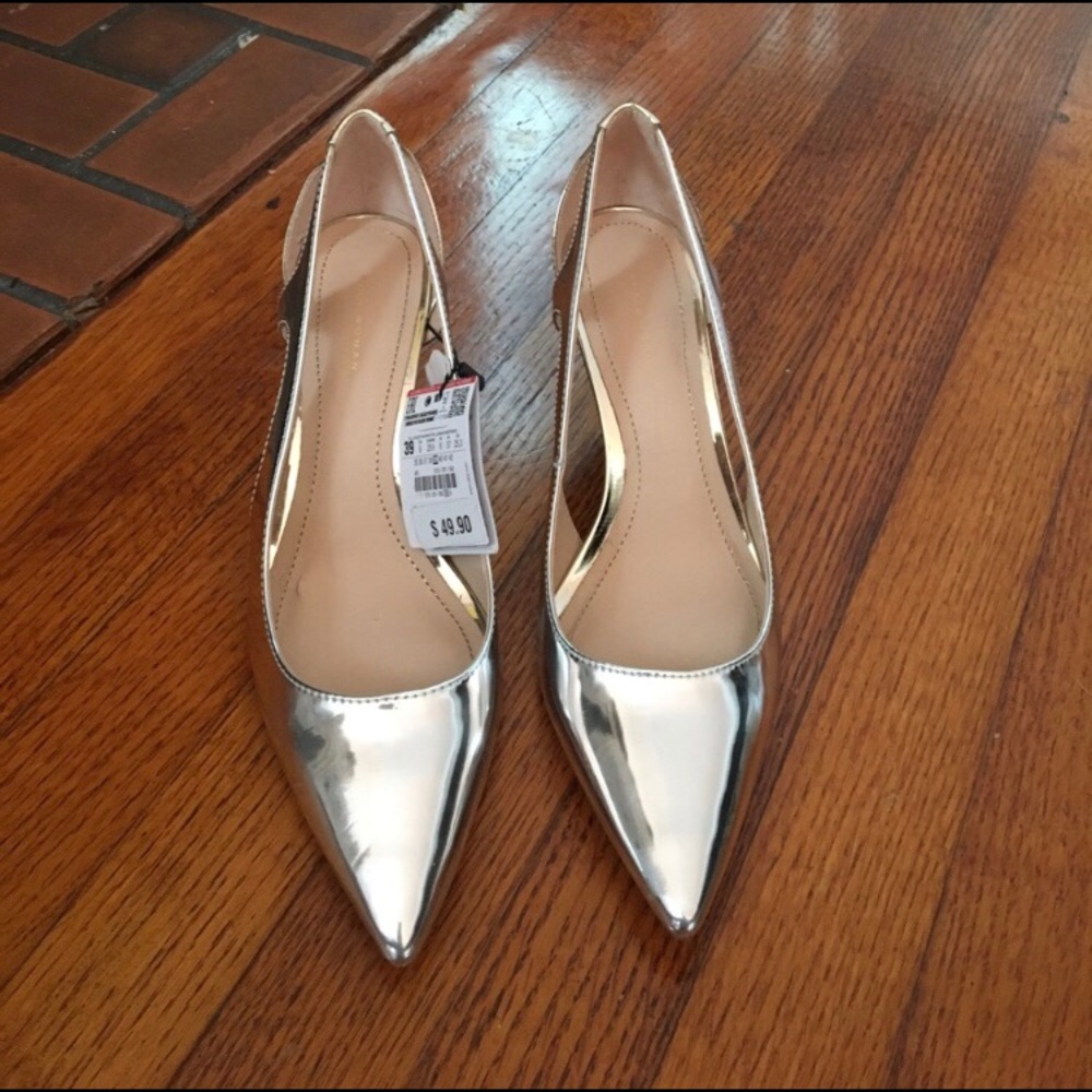 Brand New Zara metallic heels NWOT