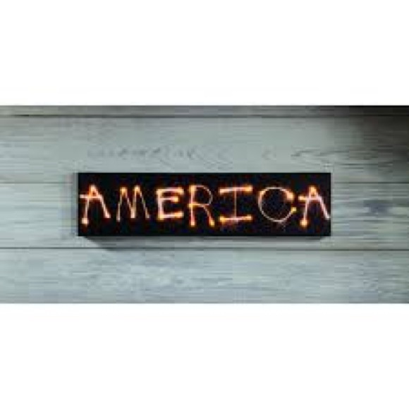 Lighted America Sign Sparkler Canvas Wall Decor Patriotic Decoration 4th July - Picture 2 of 4