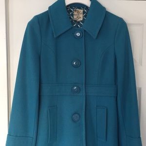 Tulle peacoat in peacock blue