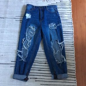 Forever 21 ripped high waisted boyfriend jeans