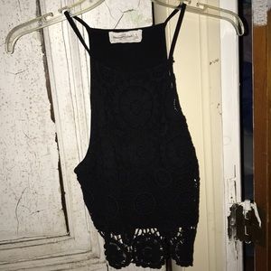 Abercrombie & Fitch lace high neck crop tank