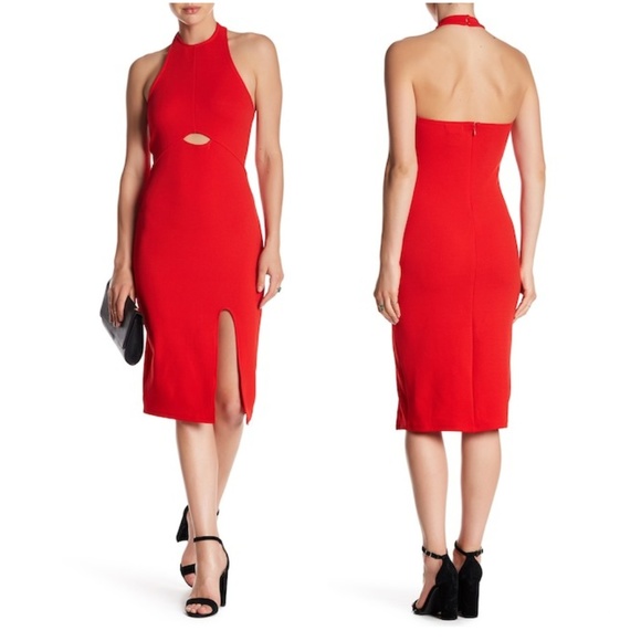 Nordstrom Dresses & Skirts - CAD Bright Red Front Cutout Bodycon Leg Slit Dress