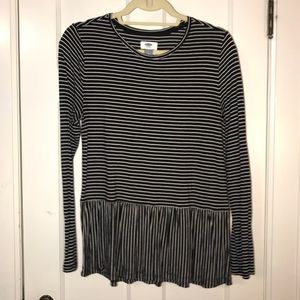 Black and white striped shirt.