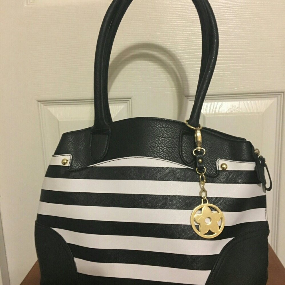 Black and white striped purse