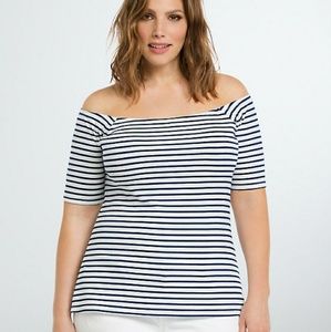 Torrid Ribbed Off Shoulder Stripe Top Size Large 0