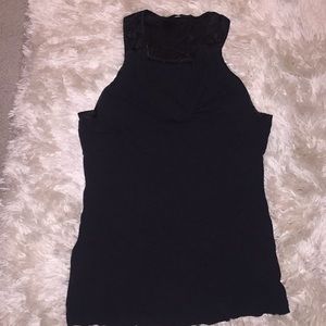 Black draped front tank 100% viscose