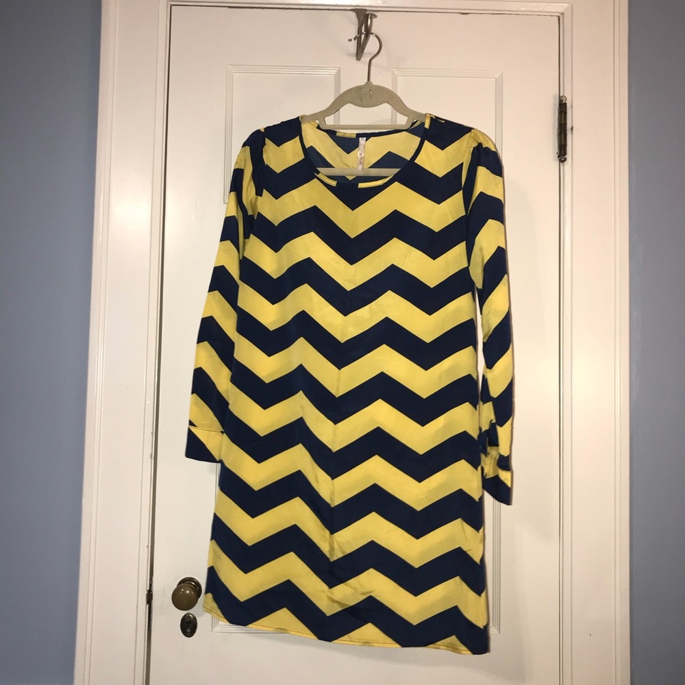 Navy and yellow/gold chevron dress