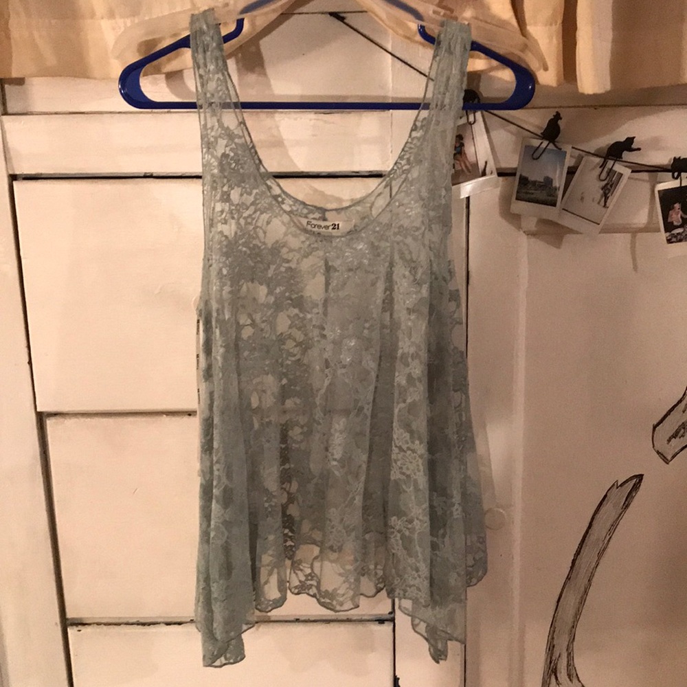 Sheer Floral Lace Tank Top