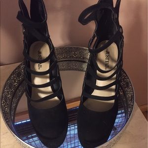 Black suede shoes booties