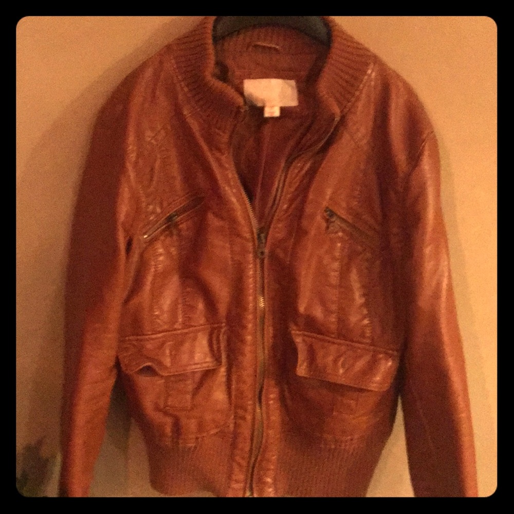 Caramel brown bomber Leather jacket