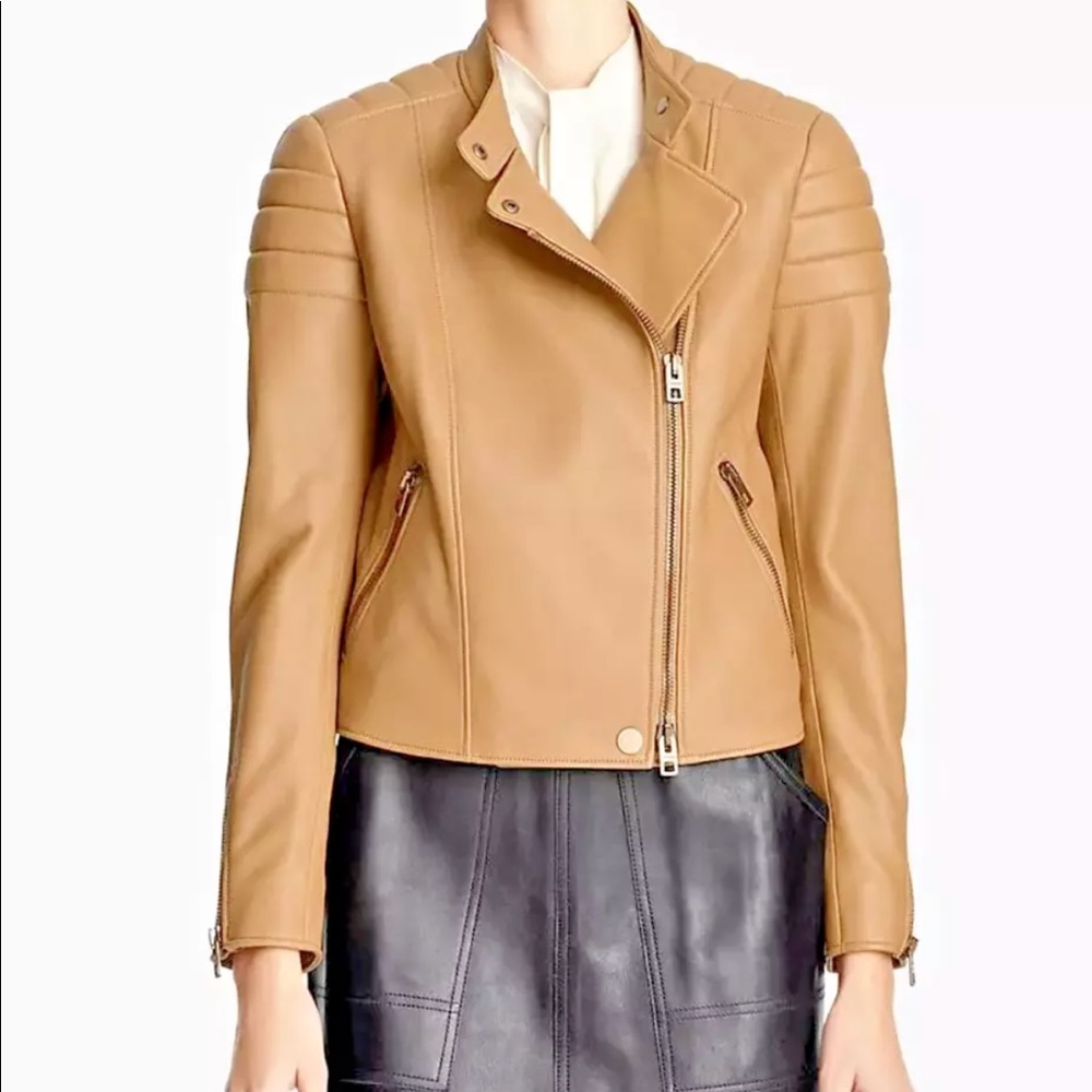 Coach Genuine Leather Caramel Moto Jacket NWT 0 SM - Picture 2 of 8