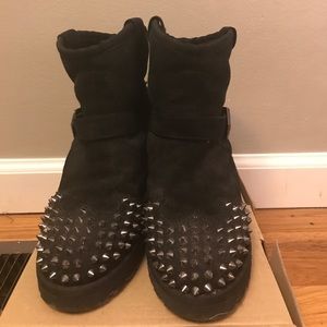 Ash black suede studded wedge ankle boot