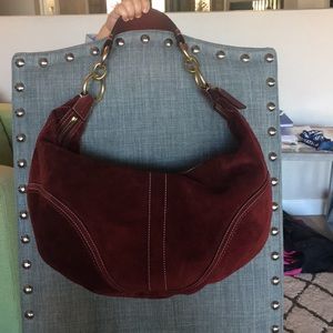 NWOT large red suede Coach hobo bag