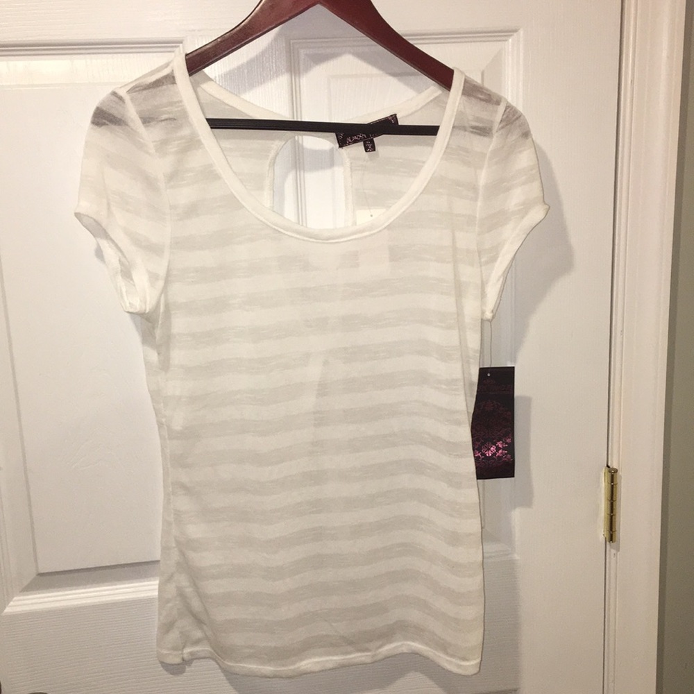 Almost Famous sheer White striped top