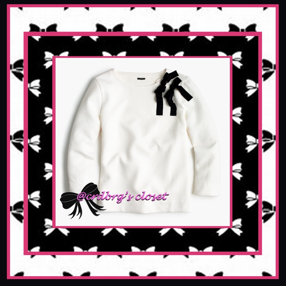 NWT, JCrew Double Velvet Bows Sweatshirt