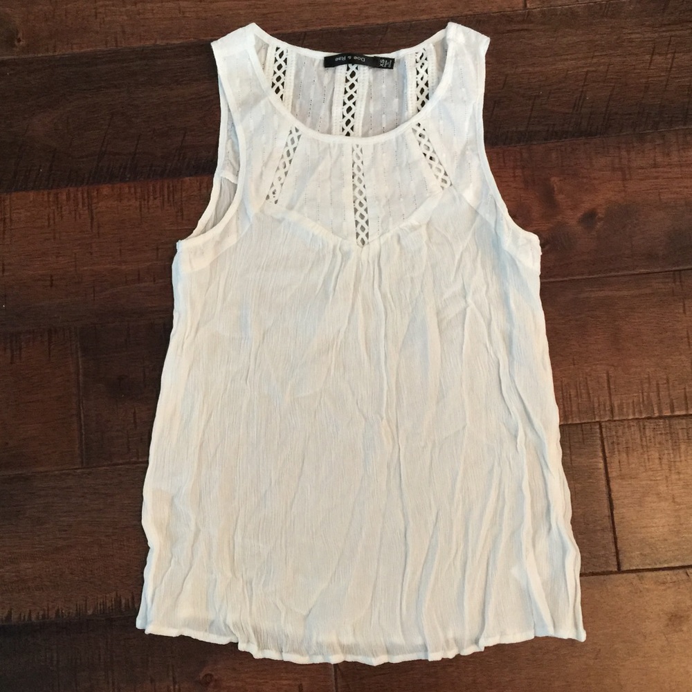 Doe & Rae white rayon tank top