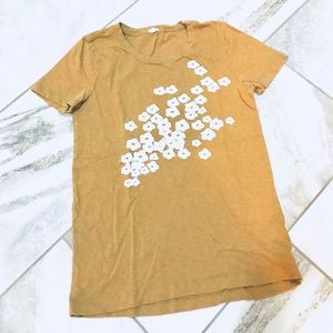 J Crew Floral Embroidered Tan Shirt Sleeve T-shirt