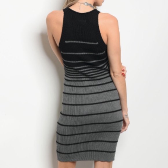 Charcoal and Black Cotton Sweater Dress - Picture 2 of 2