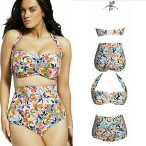 *Plus Size* Multicolored Two Piece Swim Suit