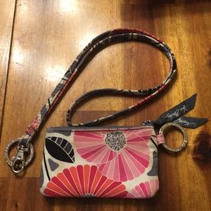 Vera Bradley zip ID case with lanyard