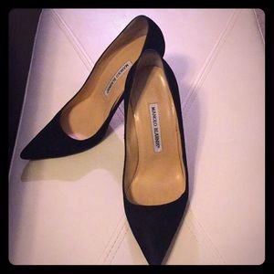 Manolo Blahnik black suede 3" stilettos 36 1/2