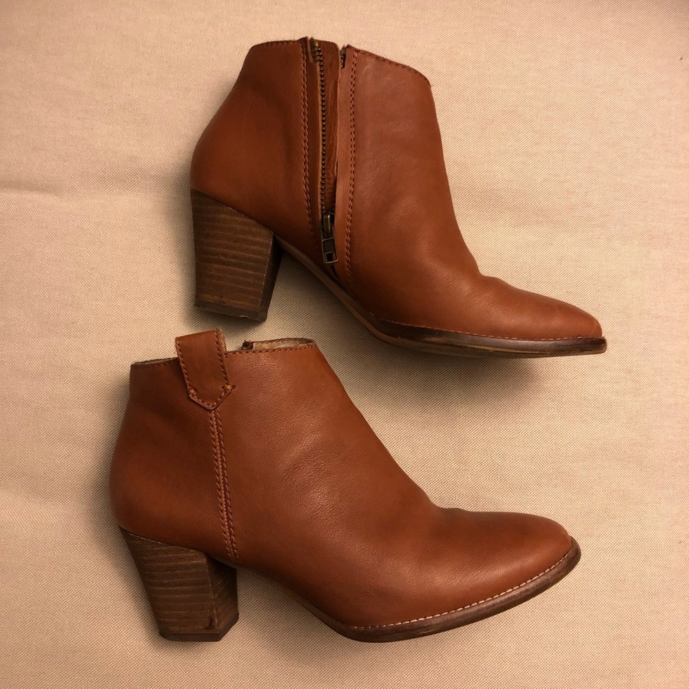 EUC Madewell Tan Leather Billie Ankle Booties 6