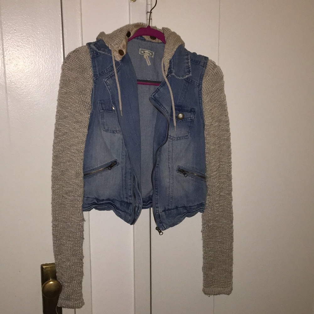 Cozy knit and jean jacket