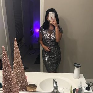 Sparkly sequin silver dress