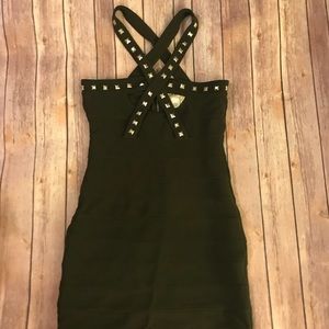 Arden B hunter green studded bodycon party dress