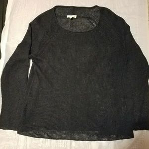 Eileen Fisher Black Mesh Sweater Medium Soft Wool