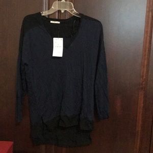 Navy Blouse from Zara with Black Sheer Detail