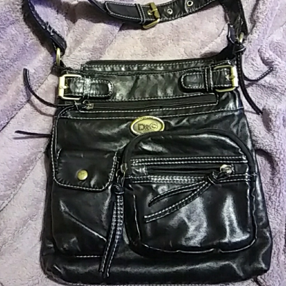 UNISEX Black leather Crossbody