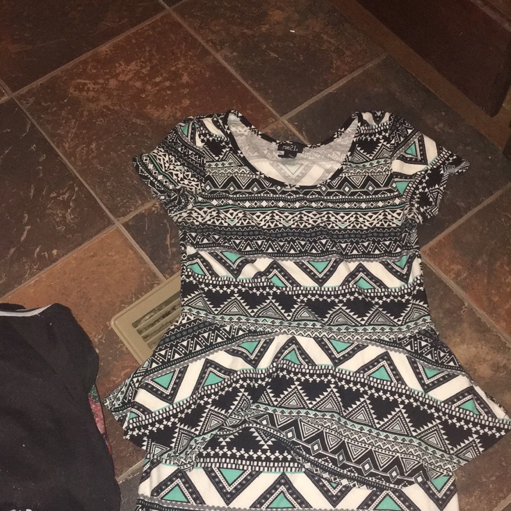 Rue 21 blue tribal form fitting dress