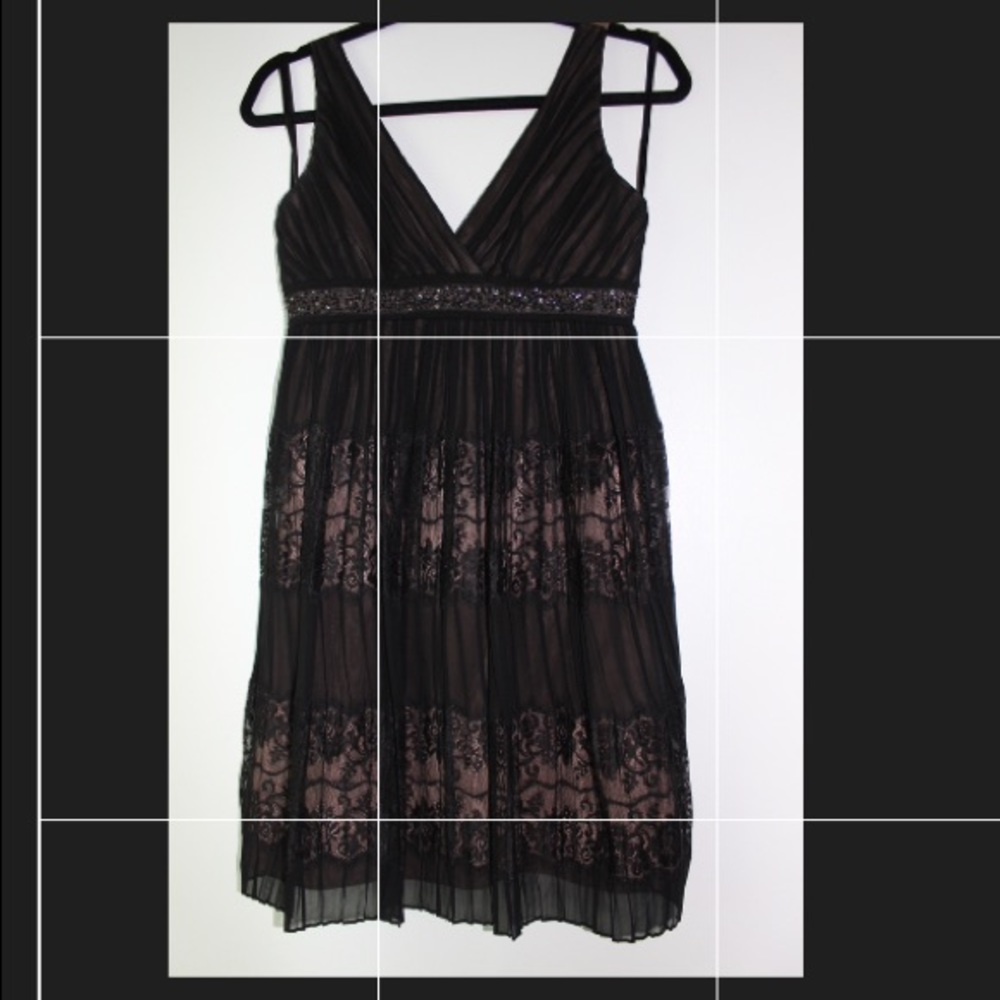 BCBG Max Azria black lace cocktail mini dress