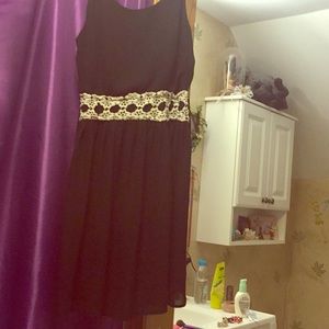 Black little lace waist dress