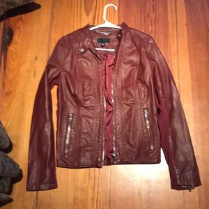Worthington dk red faux leather jacket NWOT sz M