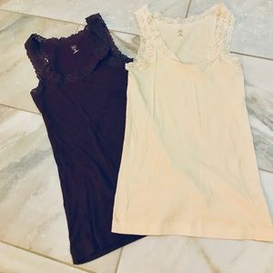 Gap Lace and Cotton Camisole Plum and Cream Bundle